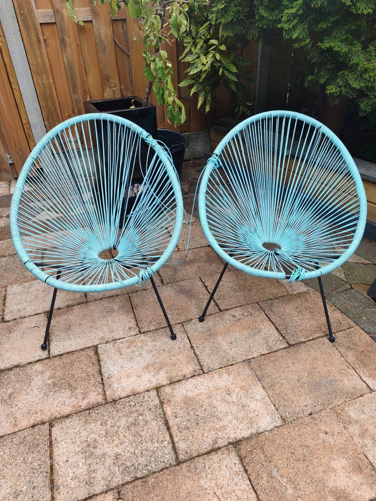2 Acapulco (tuin)stoelen - lichtblauw, Ophalen of Verzenden, Gebruikt
