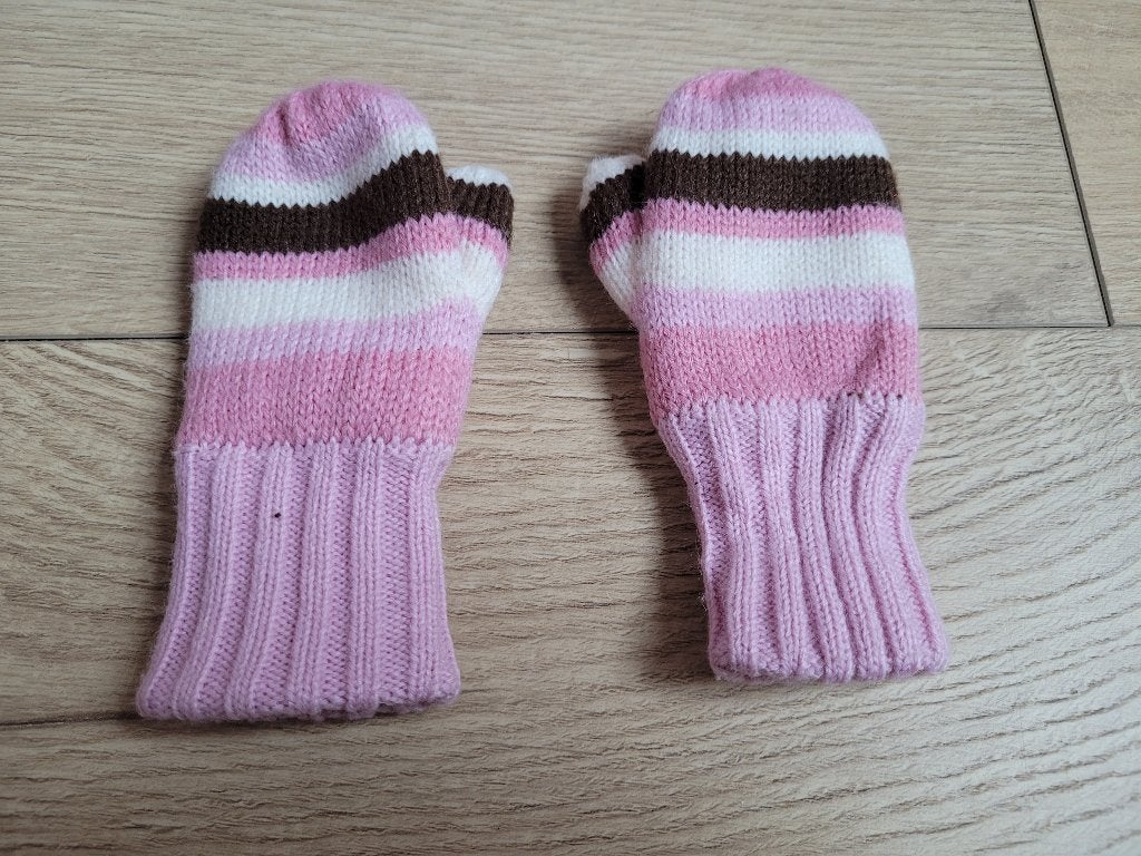 H&M roze gestreepte gebreide wantjes maat 62/68 ~ SM2700, Kinderen en Baby's, Babykleding | Mutsen, Sjaals en Wanten, Maat 62