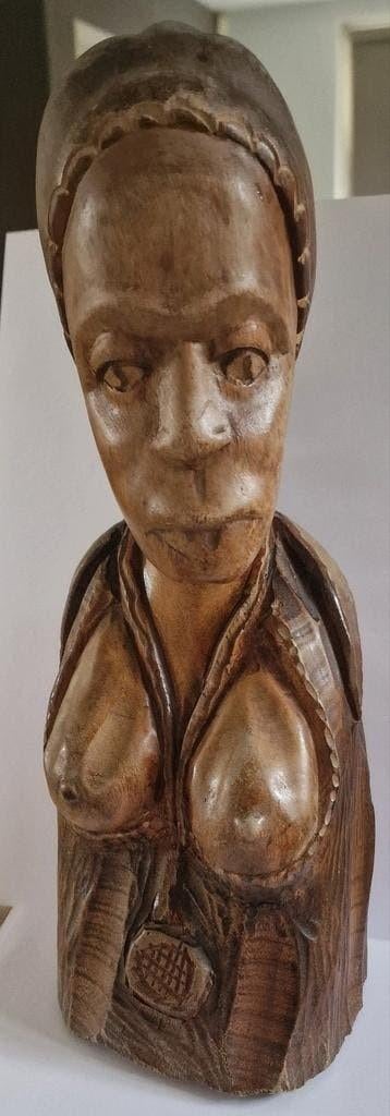 Handgesneden houten buste - Afrikaanse kunst, Ophalen of Verzenden