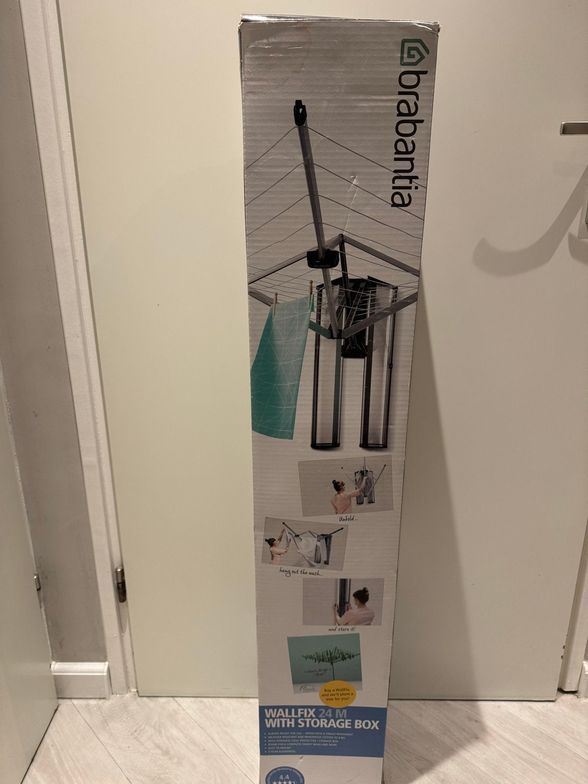 Brabantia WallFix 24M Droogmolen met Opbergbox, Ophalen of Verzenden, Nieuw, Droogmolen