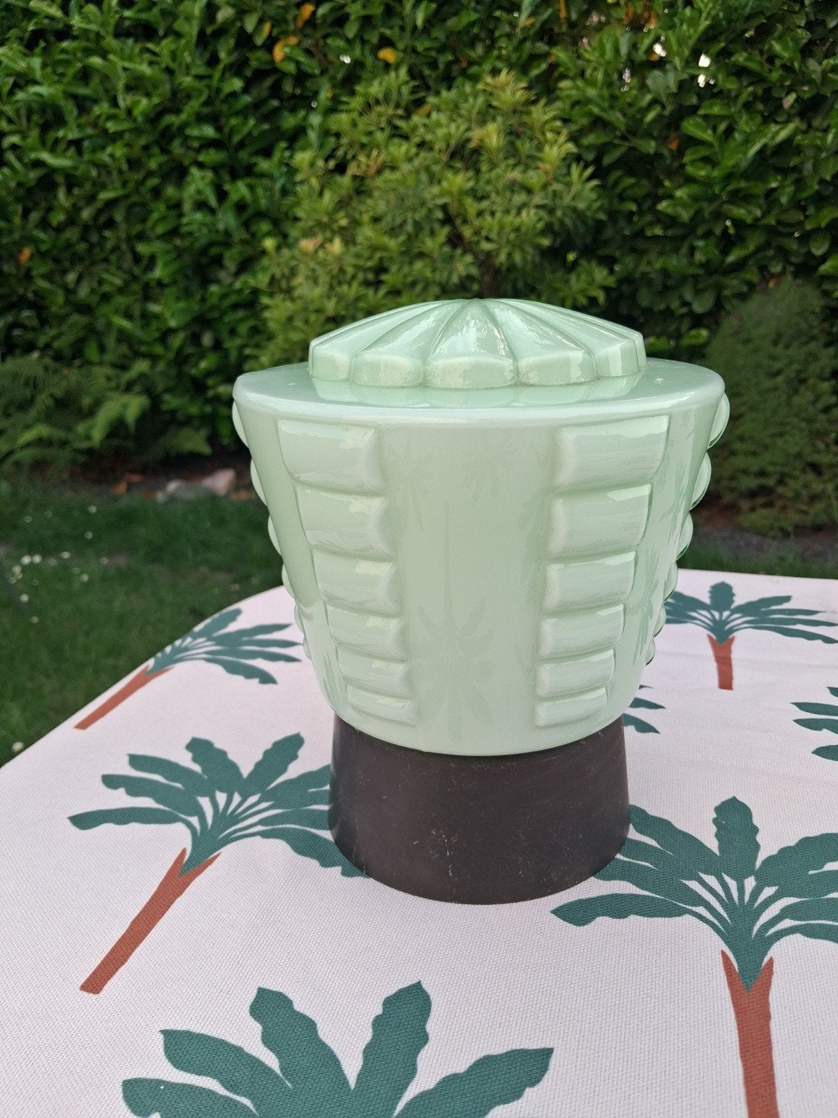 Antieke Art Deco Thabur Plafondlamp - dragon Groen, Ophalen of Verzenden