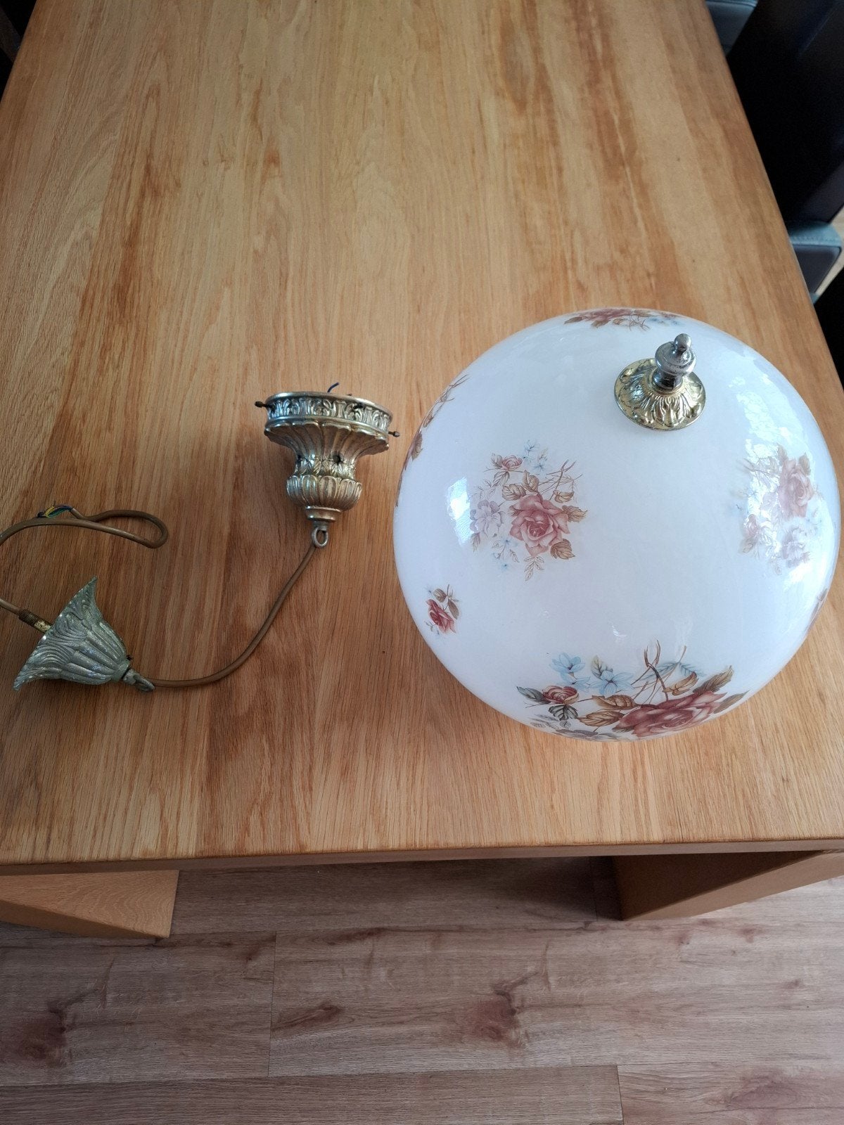 Vintage hanglamp met bloemmotief, Antiek en Kunst, Ophalen