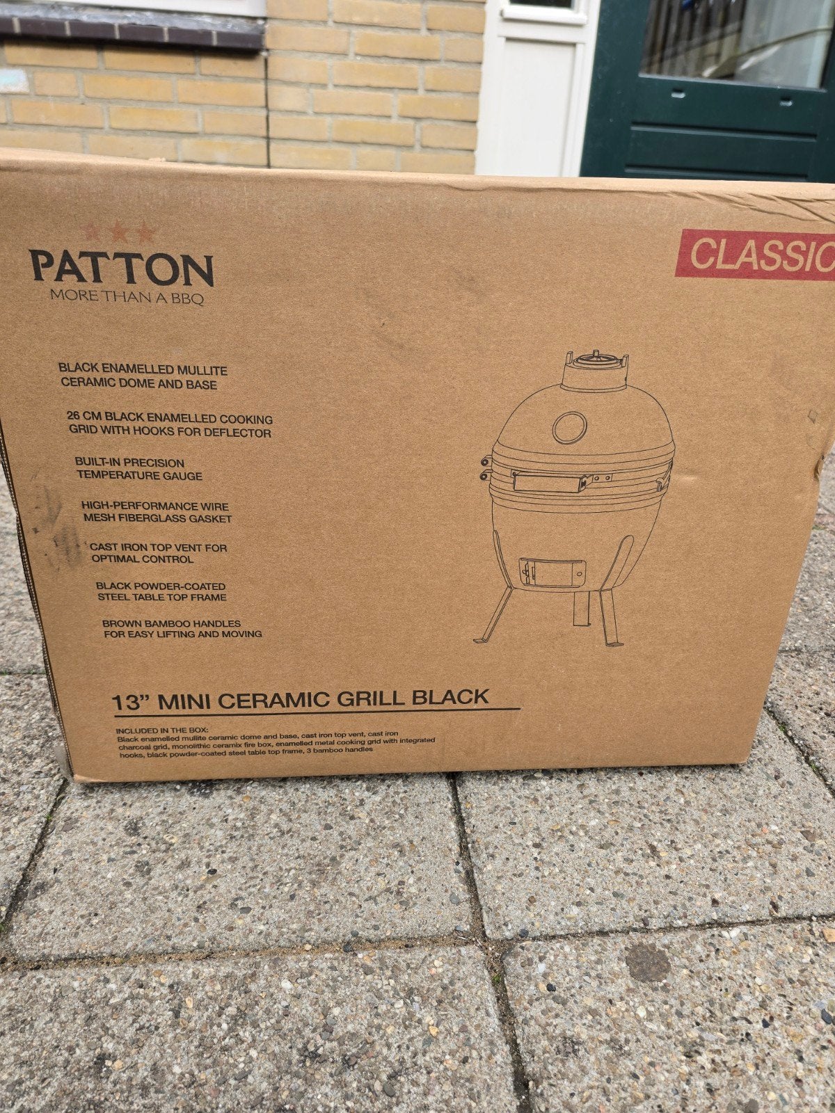 Patton Classic 13" Mini Keramische Grill Zwart, Tuin en Terras, Ophalen
