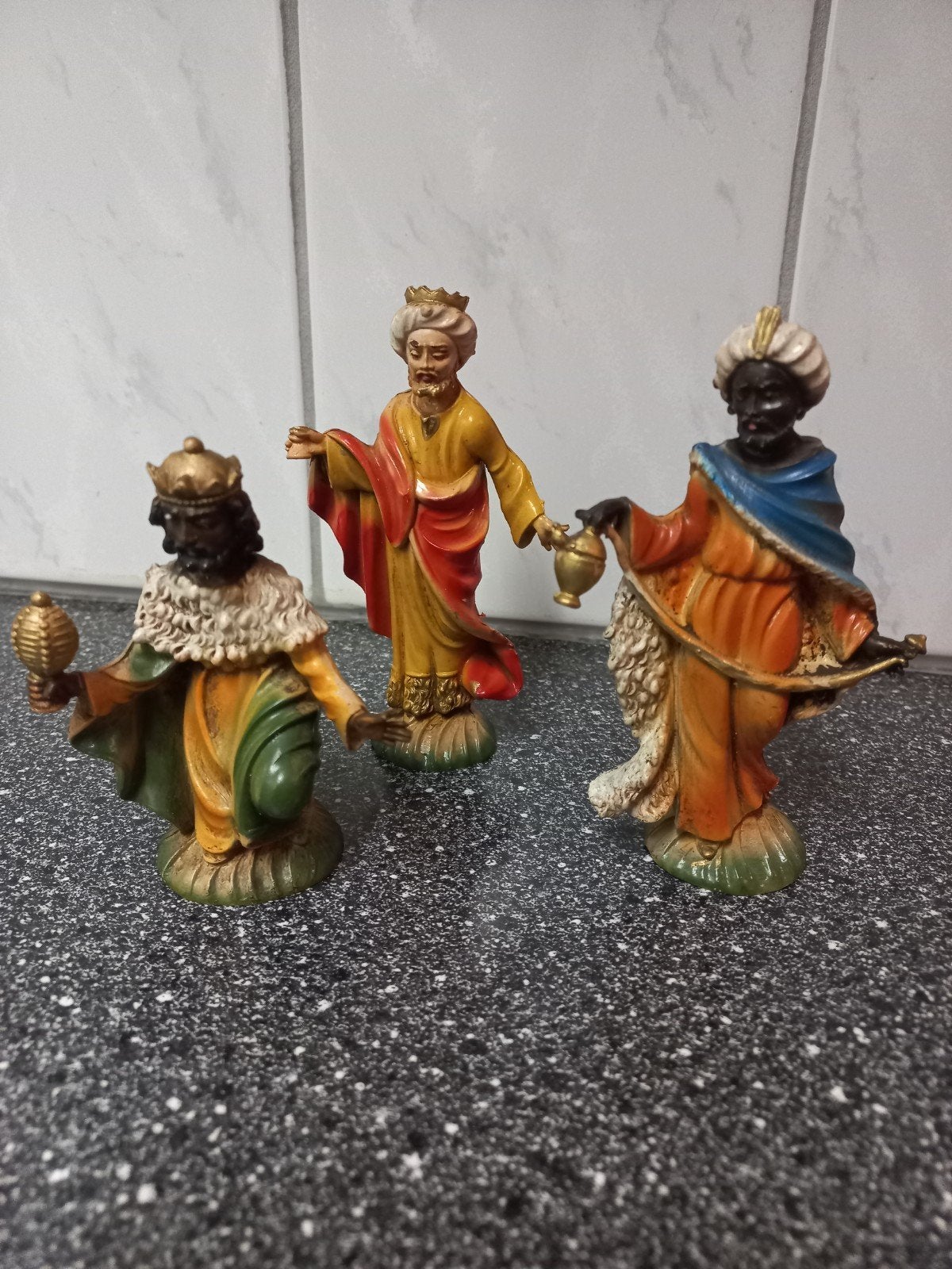 Vintage kerstgroep figuren Italy de drie wijzen, Diversen, Gebruikt, Onbekend, Ophalen of Verzenden, Onbekend