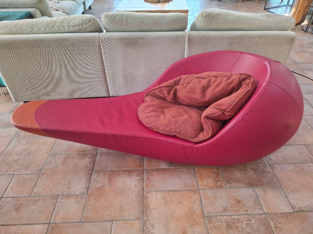 Roze-oranje sofa, Leolux, Ophalen, Gebruikt, Eenpersoons, Leer