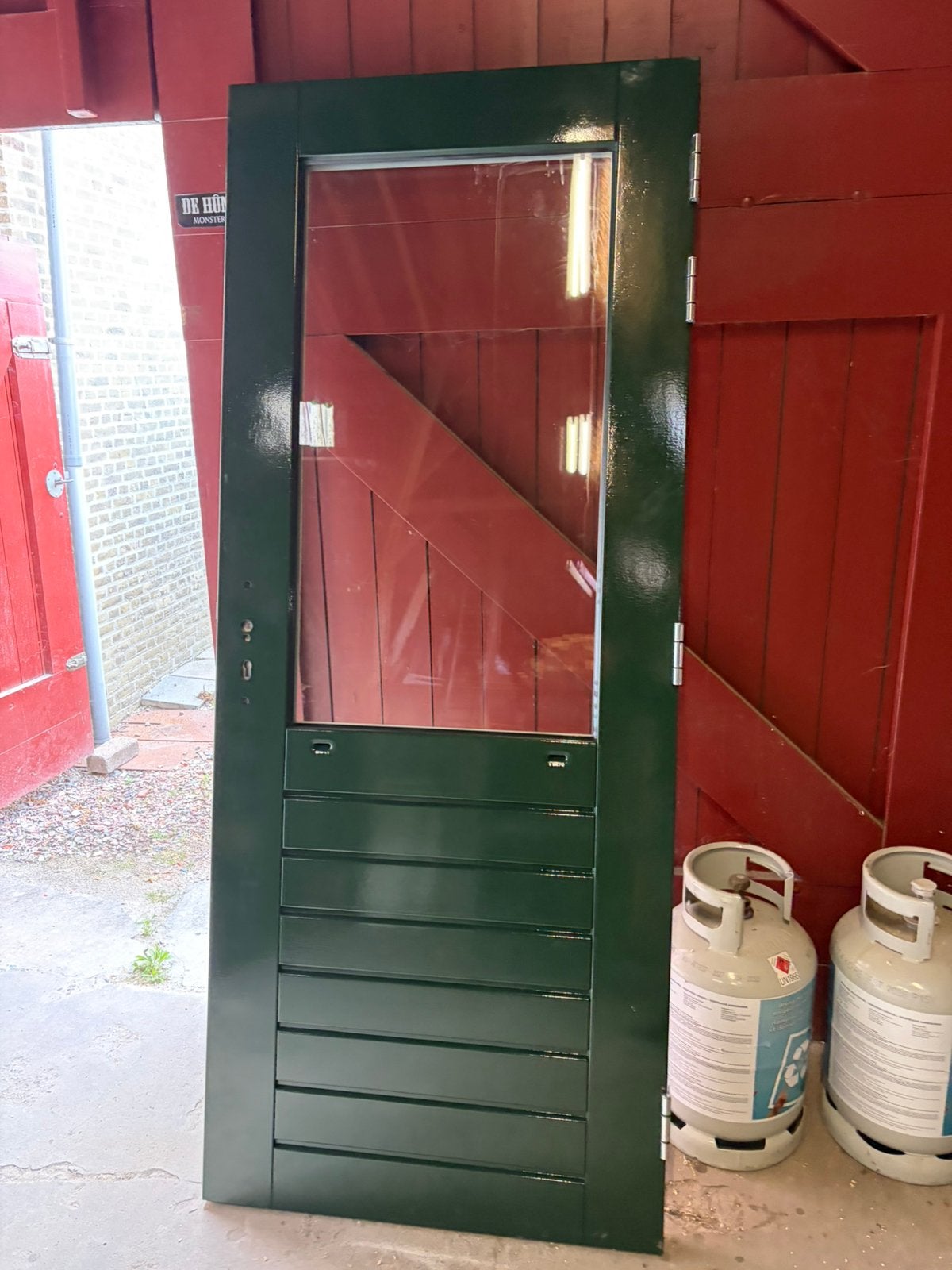 Achterdeur 54mm met meerpuntsluiting, Doe-het-zelf en Verbouw, Deuren en Horren, Ophalen, 200 tot 215 cm, Glas, Buitendeur