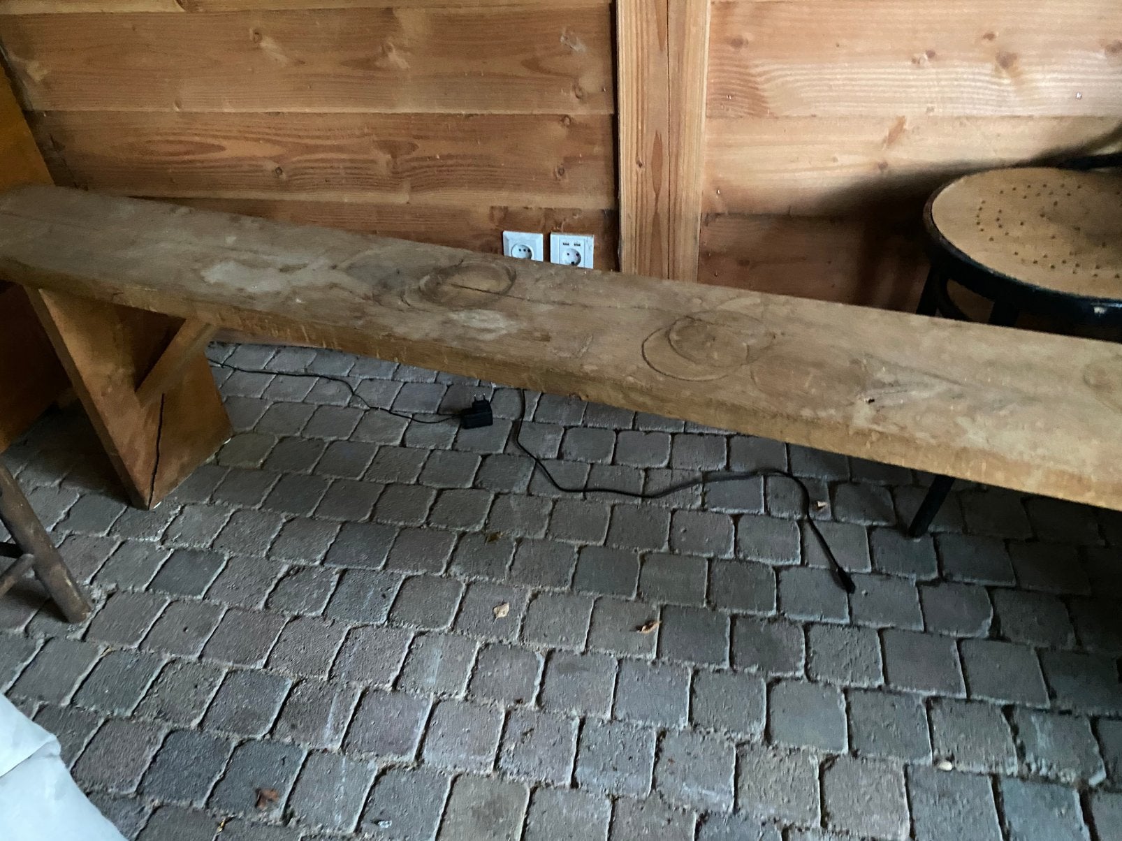 Houten bank 250x24cm, Ophalen of Verzenden, Zo goed als nieuw, 75 tot 100 cm, Minder dan 150 cm