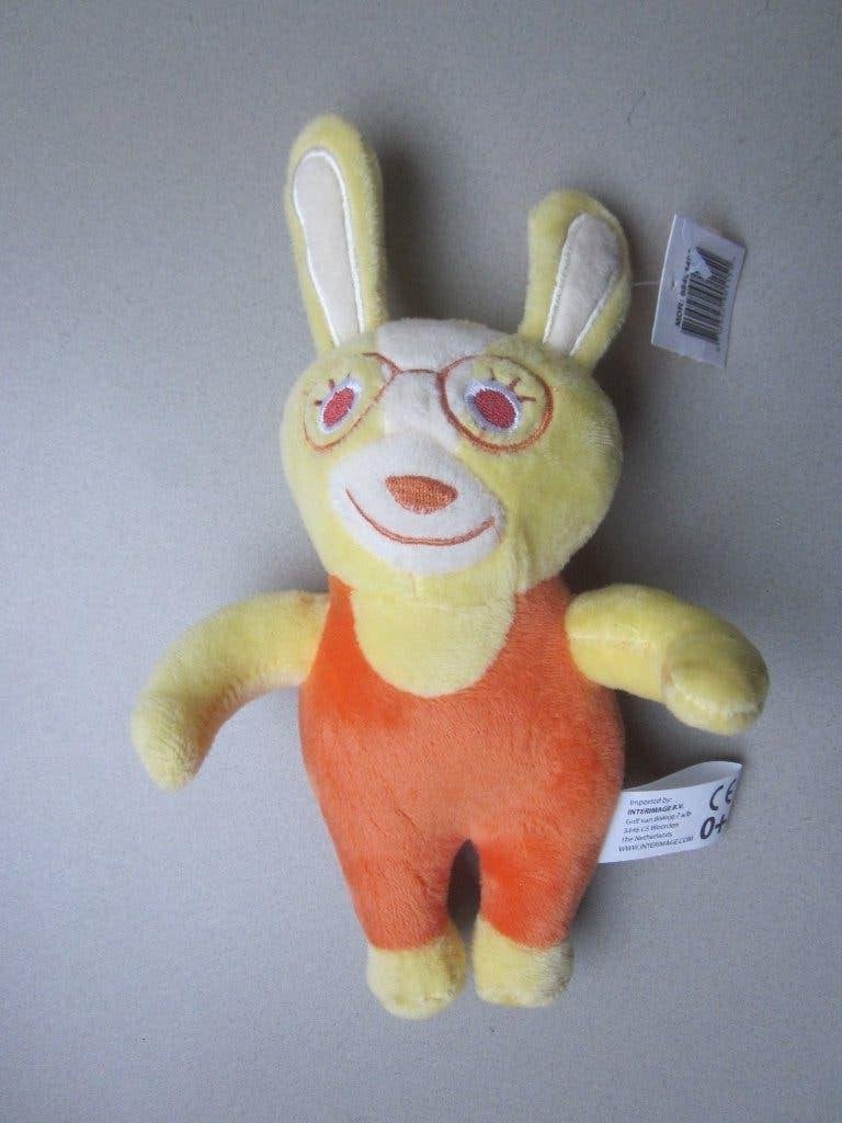 Interimage zacht pluche konijn met bril knuffel Zwitsal, Overige merken, Overige karakters, Ophalen of Verzenden, Wasbaar