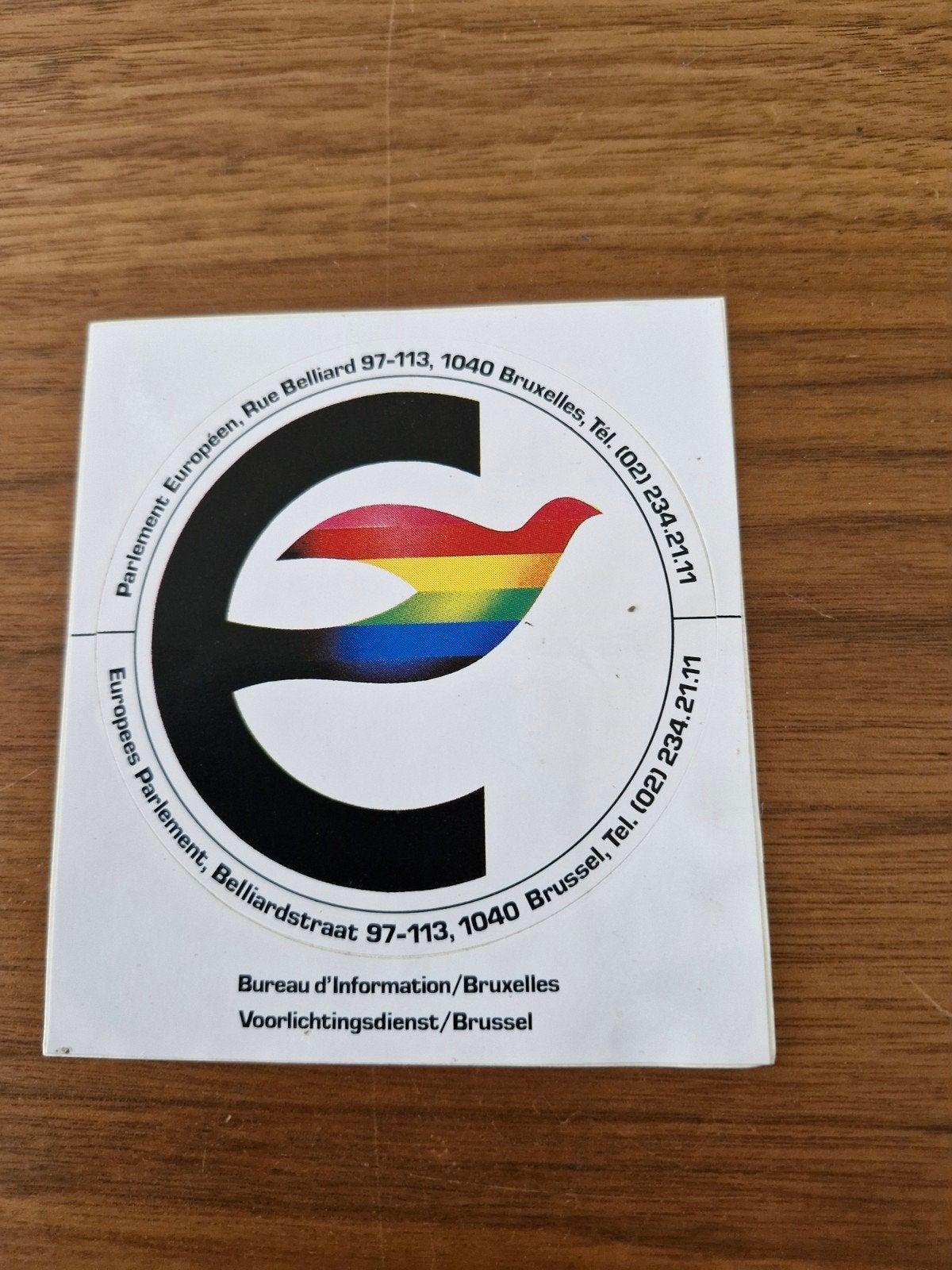 8704 Sticker Europees Parlement - Regenboogduif, Verzamelen, Stickers, Nieuw, Overige typen, Ophalen of Verzenden