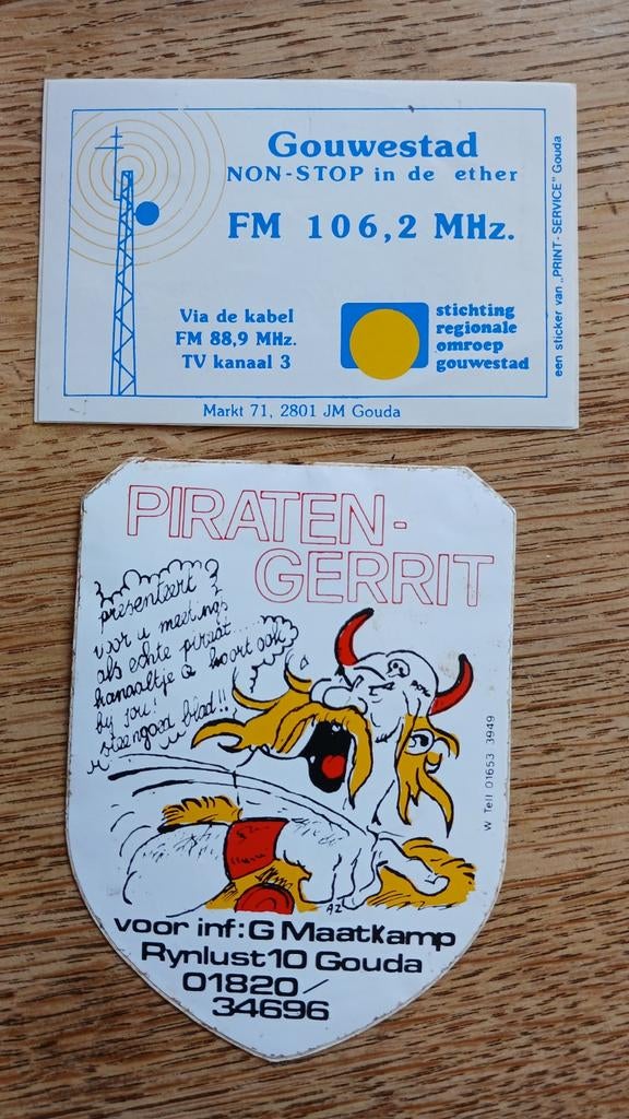 Stickers piraat piratenzender radio luisteramateur GOUDA, Ophalen of Verzenden, Zo goed als nieuw