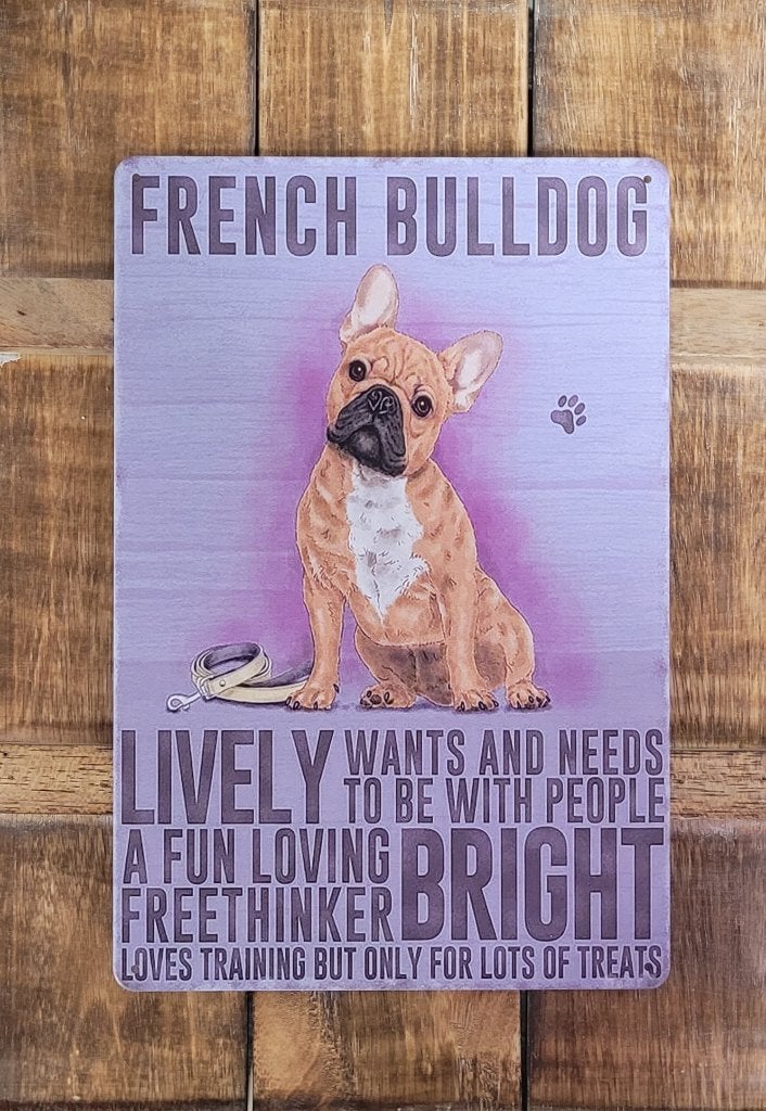 Franse Bulldog hond eigenschappen reclamebord van metaal, Info@deconoord.nl, Deco Noord, Nieuw, Ophalen of Verzenden