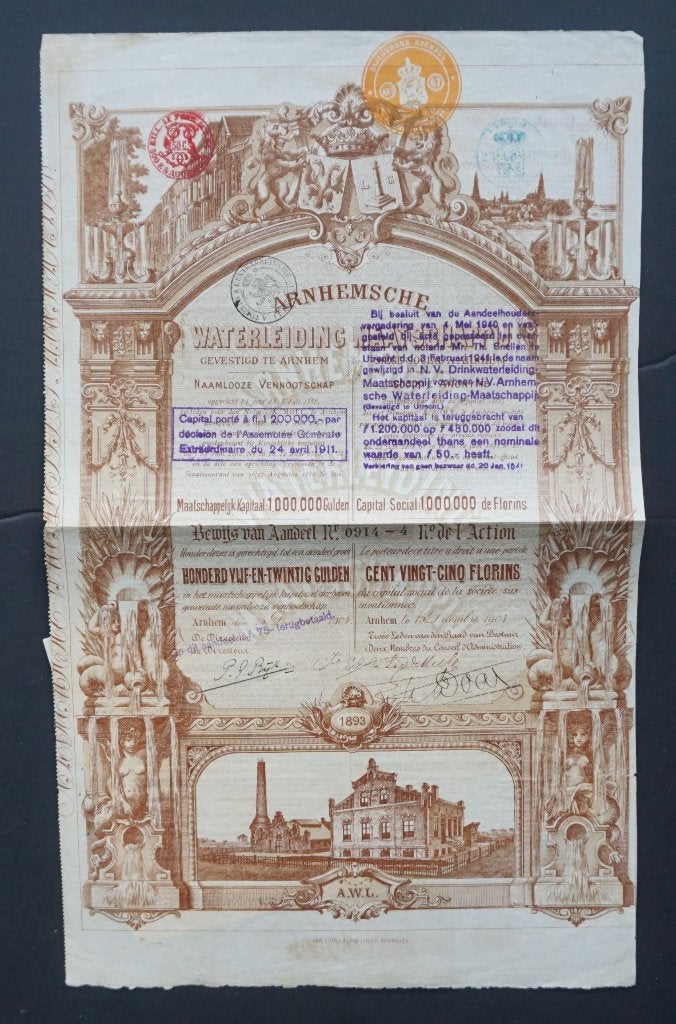 Arnhemsche Waterleiding Maatschappij - 1904, Verzenden, Voor 1920, Aandeel