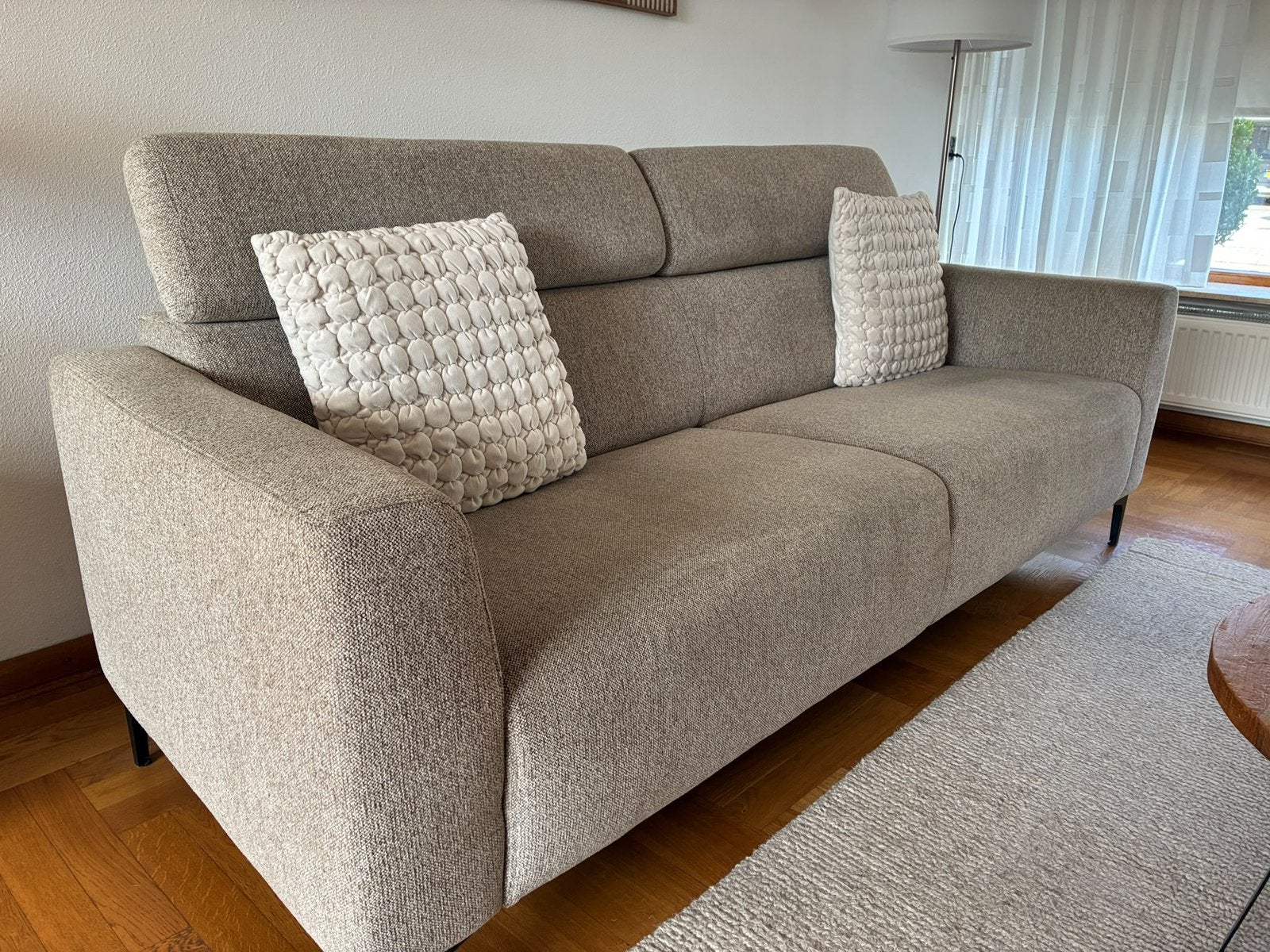 3zits bank Sanders Wonen beige retro look, Huis en Inrichting, 75 tot 100 cm, Ophalen of Verzenden, Zo goed als nieuw, Stof