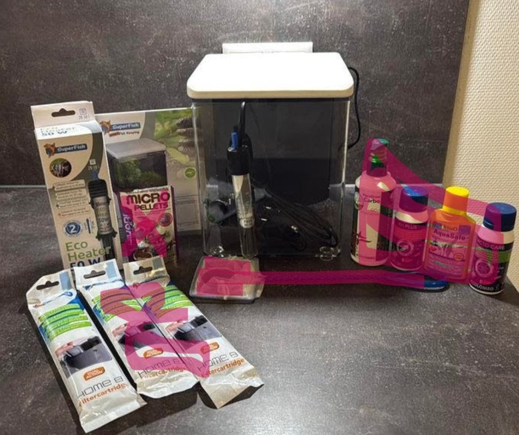 aquarium kunststof met LED lamp, 2x heater, 1x filterzakje, Ophalen of Verzenden, Zo goed als nieuw, Leeg aquarium, Verwarming