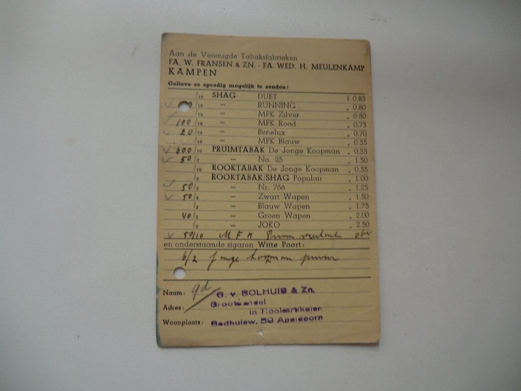 Kampen,Verenigde Tabaksfabrieken,Apeldoorn,G van Bolhuis, Verzenden, 1940 tot 1960, Gelopen, Overijssel