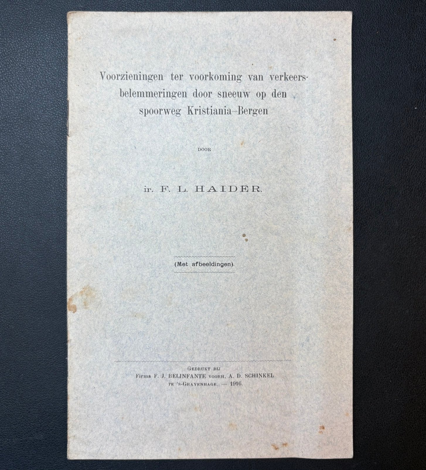 Voorzieningen sneeuwbelemmeringen Kristiania-Bergen (1916), Ophalen of Verzenden, Zo goed als nieuw, Trein, Boek of Tijdschrift