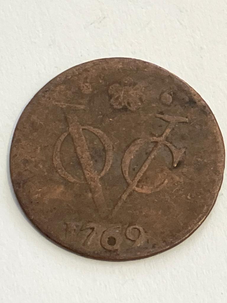 Halve VOC duit Holland 1769, Ophalen of Verzenden, Vóór koninkrijk, Overige waardes, Losse munt