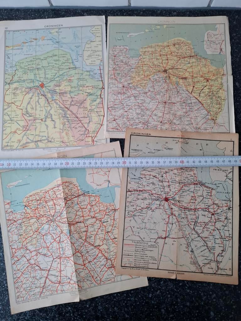 Groningen 4x, Gelezen, Ophalen of Verzenden, Landkaart, 1800 tot 2000
