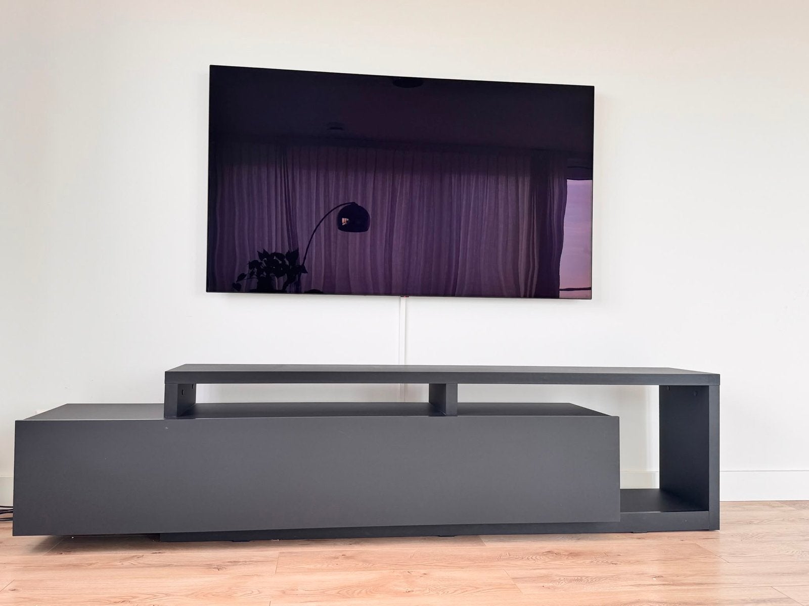 Meubella TV-Meubel Bello Mat Zwart - 219 cm, Ophalen, Overige materialen, Zo goed als nieuw, 200 cm of meer