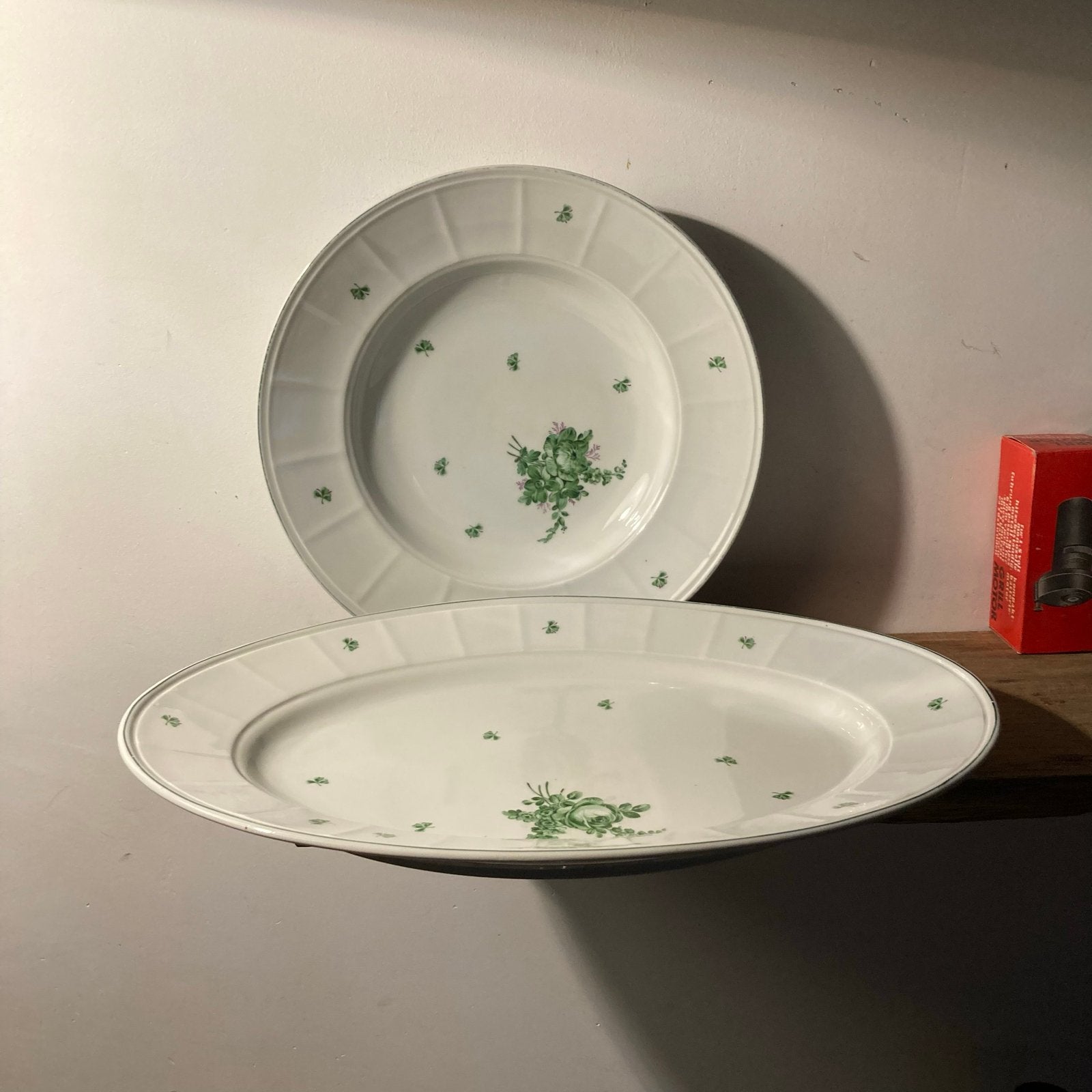 Vintage Epiag Serveerschaal en Dinerbord - Klavertje Vier, Antiek en Kunst, Ophalen of Verzenden