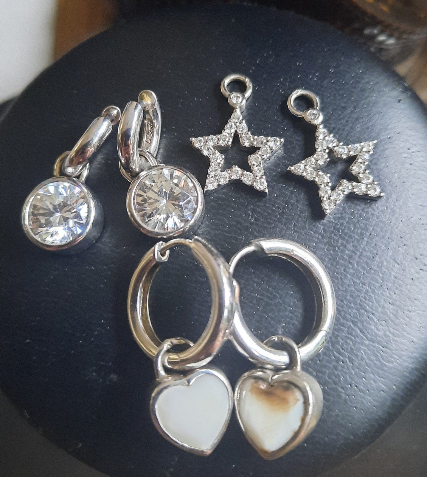 Twee paar Ti Sento zilveren creolen met hangers, Met kristal, Hangers, Ophalen of Verzenden, Zo goed als nieuw