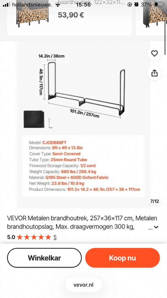 Houtopslag met afdekzeil, Tuin en Terras, Minder dan 3 m³, Ophalen, Blokken