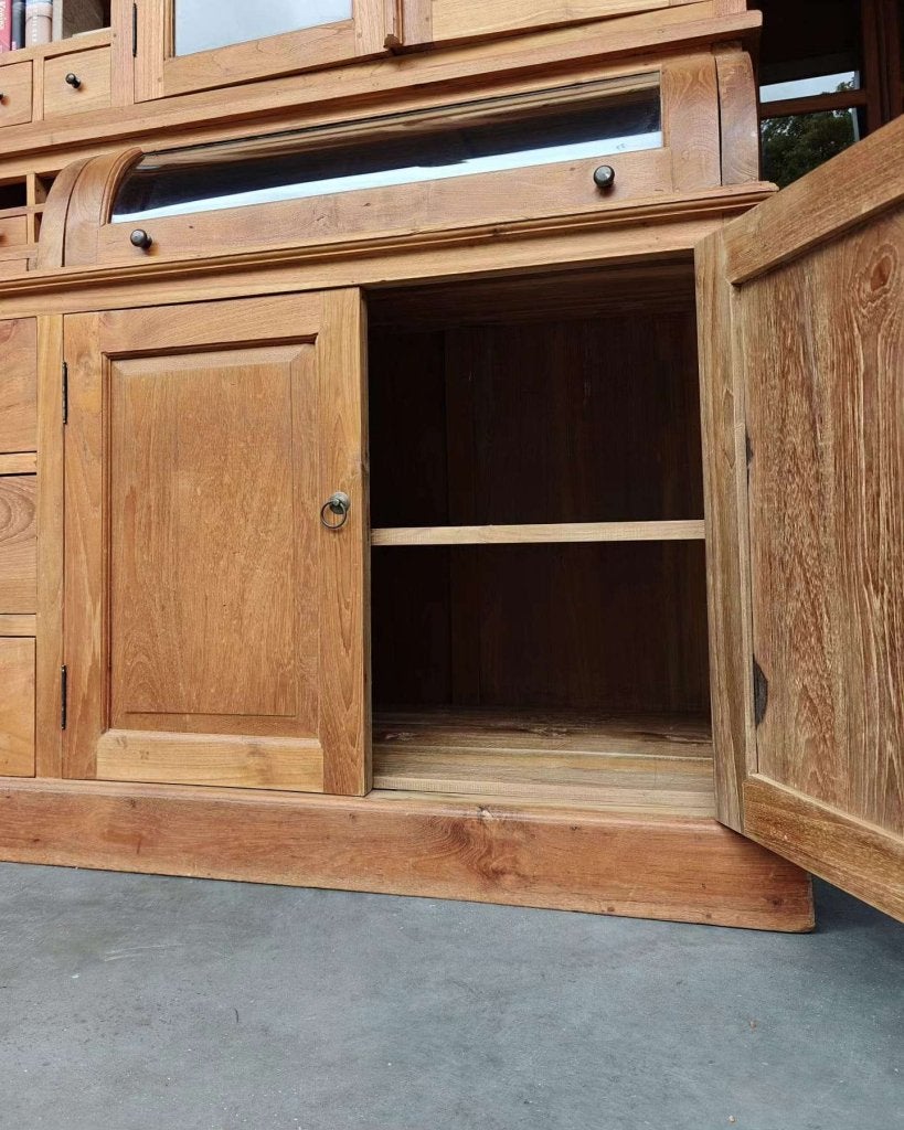 Prachtige grutterskast | Apothekerskast met rond glas #9970, Gebruikt, -, 200 cm of meer, -