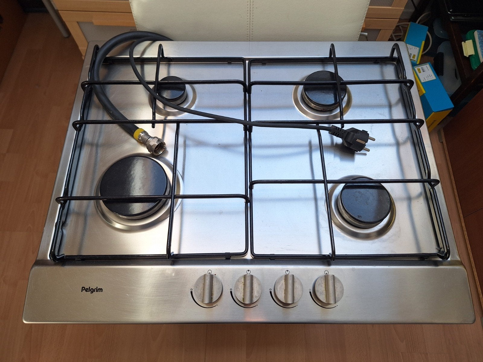 Pelgrim GK425RVSAE Inbouw Gaskookplaat RVS, Ophalen, Gebruikt, 4 kookzones, Inbouw