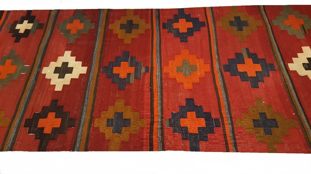 Shahsevan Kelim/Vloerkleed 340 x 131/Perzisch tapijten/Loper, 100 tot 150 cm, Www.simatapijten.nl, 200 cm of meer, Ophalen of Verzenden