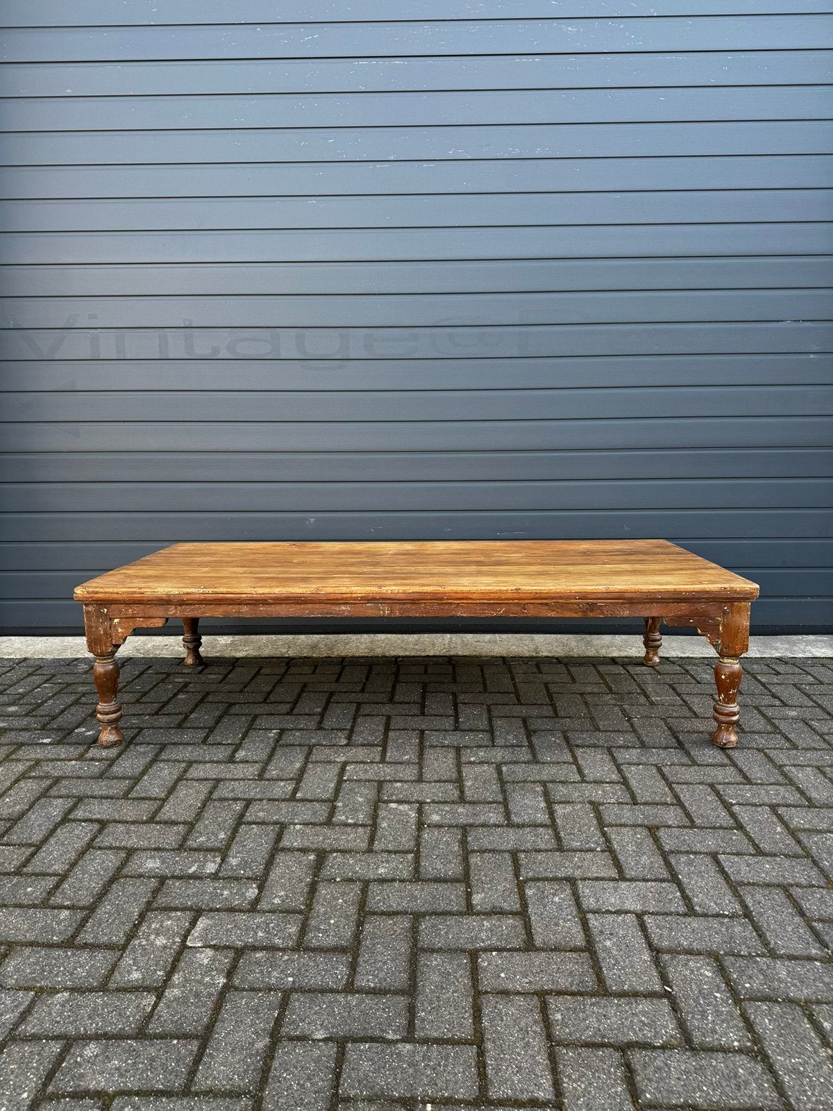 Antieke teakhouten salontafel met gedraaide poten, Ophalen of Verzenden, Gebruikt, Hout
