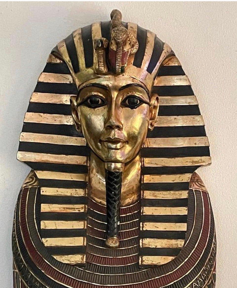 Prachtige Egyptische FARAO Wandmasker – Massief Mahoniehout, Ophalen