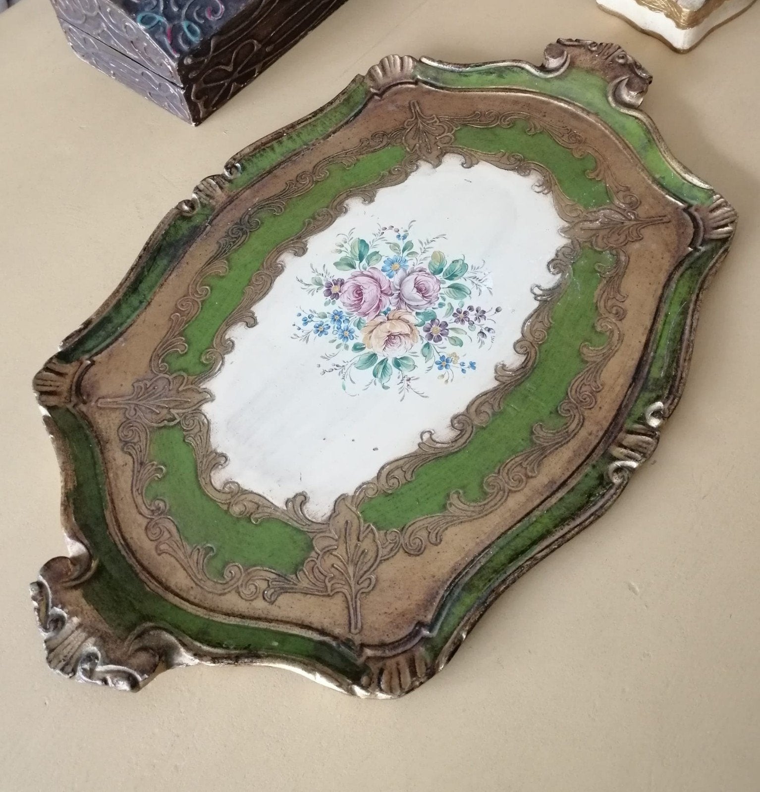 Groot Florentijns dienblad hout, Ophalen of Verzenden