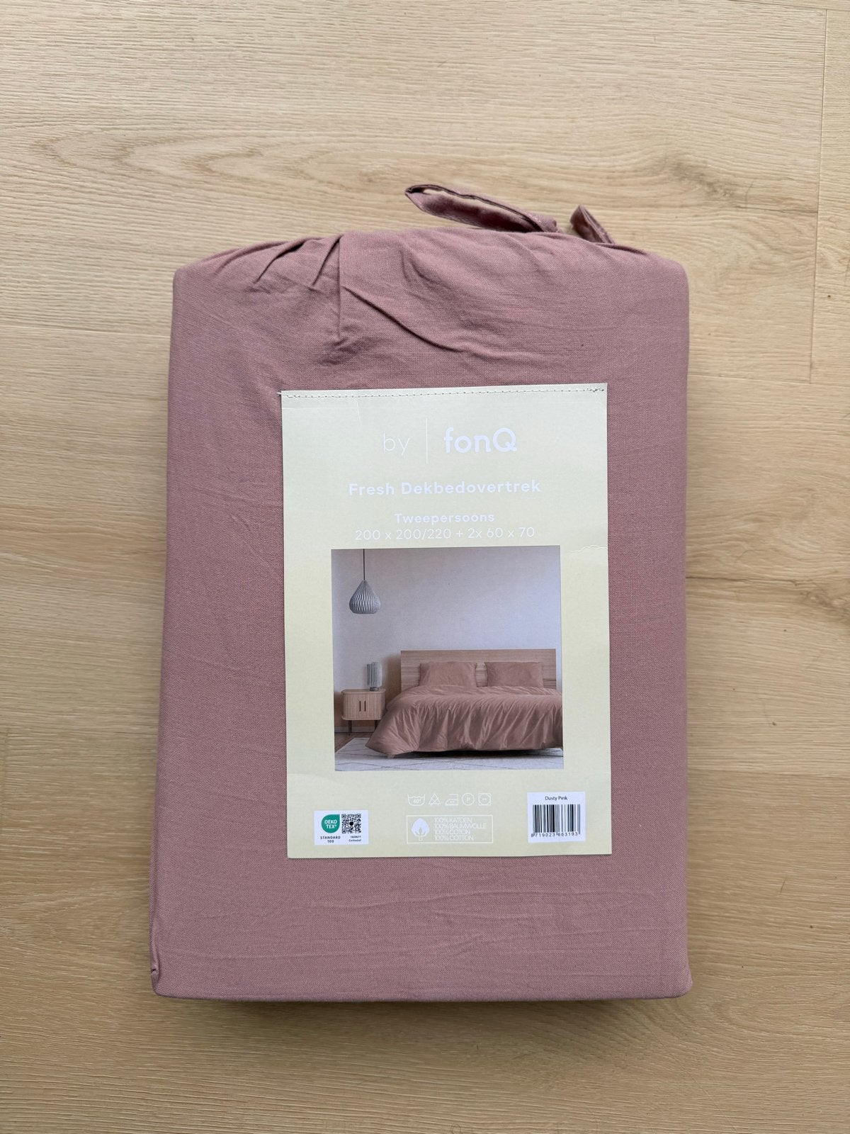 FonQ Fresh Dekbedovertrek Dusty Pink 200x200/220 Katoen, Dekbedovertrek, Katoen, Ophalen of Verzenden, Overige merken