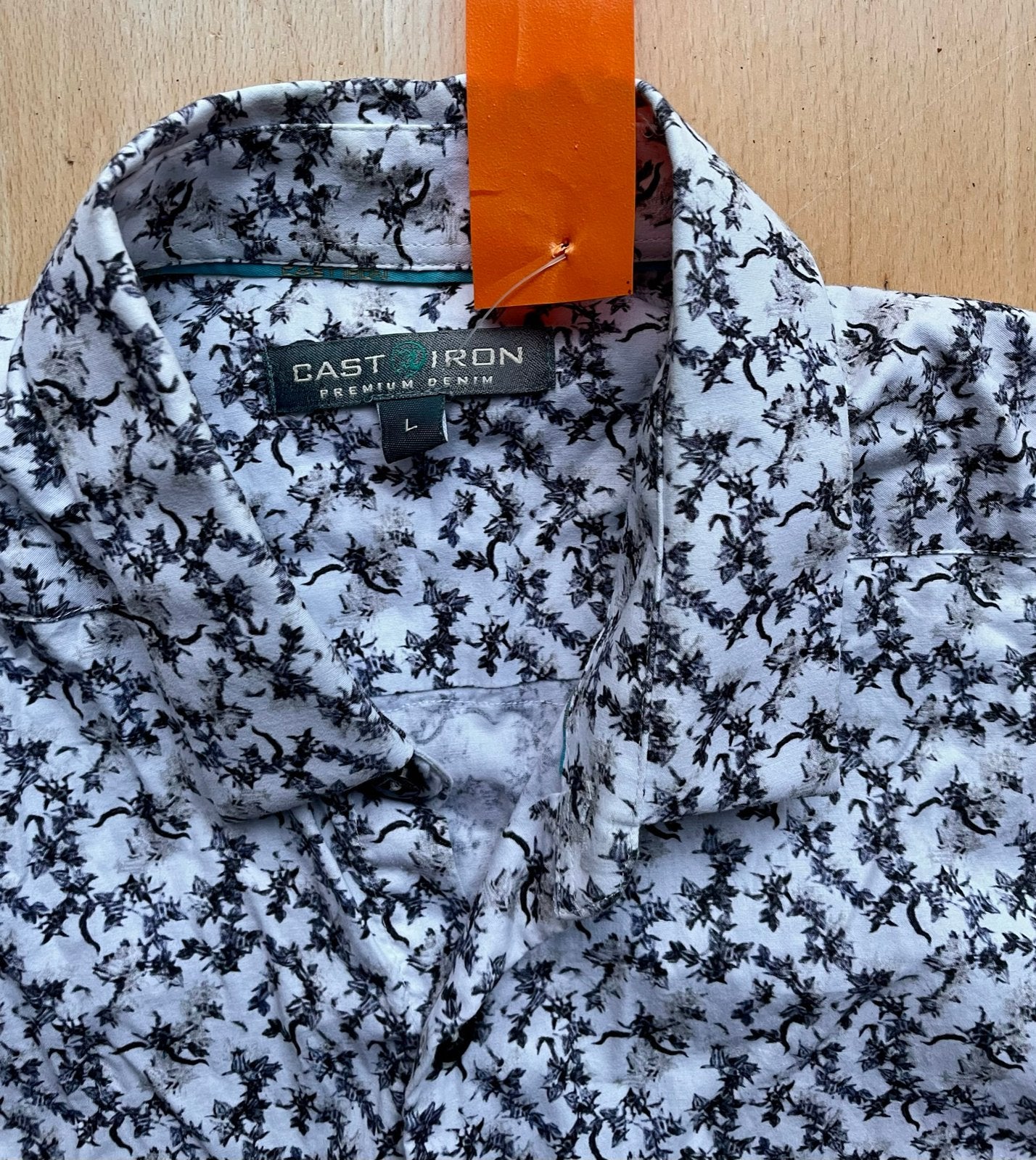 Cast Iron overhemd shirt mooie details / bloemen design L, Ophalen of Verzenden, Wit, Halswijdte 41/42 (L)