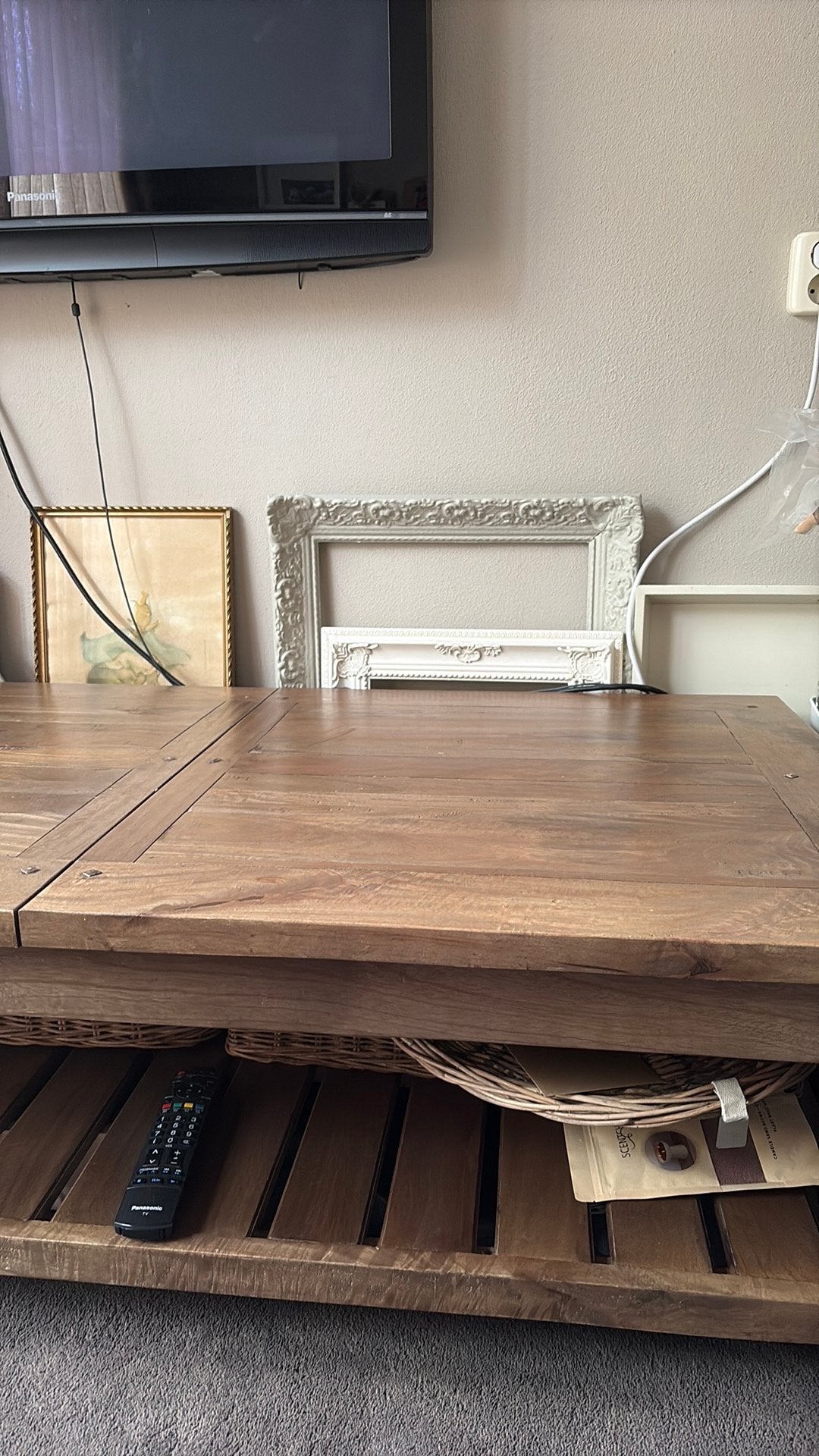 Riviera maison mangohout salontafel 45cm hoog, Ophalen, 100 tot 150 cm, 50 tot 100 cm, Zo goed als nieuw