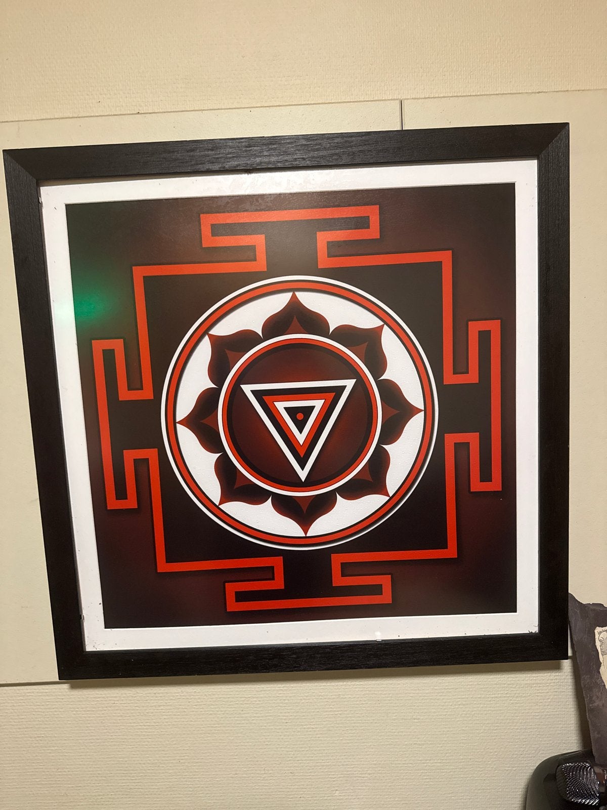 Kali Ma Yantra Kunstwerk - Intens en Spiritueel, Oosters, Hout, Meerkleurig, Decoratieobject