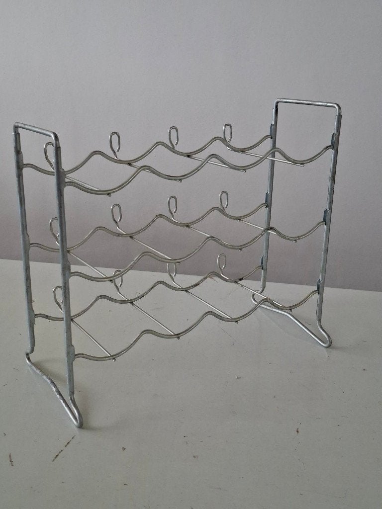 vintage Tomado wijnrek metaal industrieel design 12 flessen, Gebruikt, 5 tot 15 flessen, Ophalen of Verzenden, Metaal