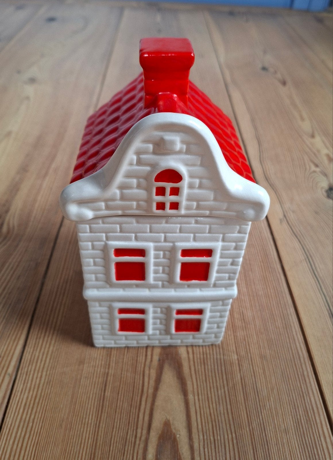 Postcodeloterij Huisje voorraadpot/snoeppot/koektrommel., Ophalen, Pot, Bus of Blik, Zo goed als nieuw, Steen/keramiek