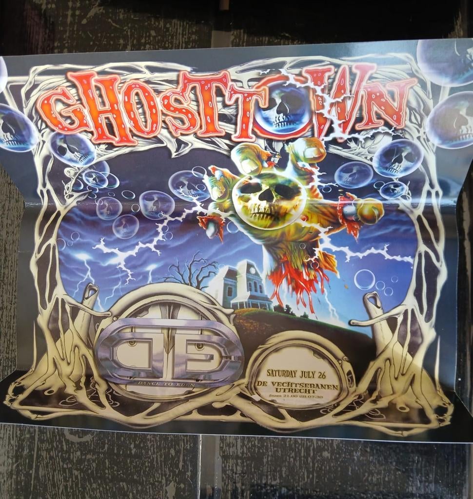 Flyer ghosttown 1997, Gebruikt, A4 of kleiner, Vierkant, Ophalen of Verzenden