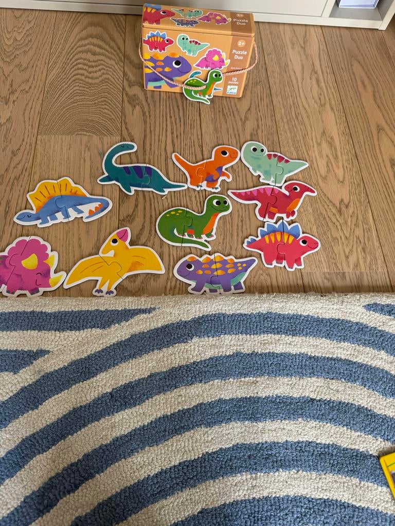 2x Duo Puzzels: Dieren & Dinosaurus (2-4 jaar), Ophalen of Verzenden, Gebruikt, Overige typen