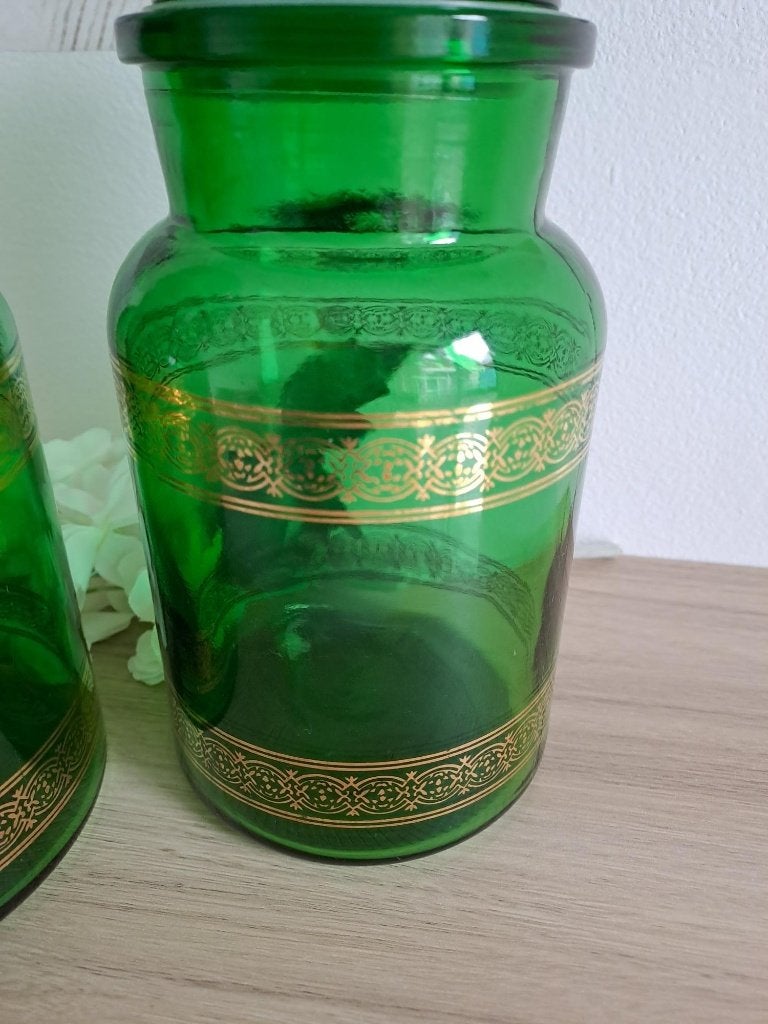 Set unieke vintage apothekerspotten met goudkleurige rand, Antiek en Kunst, Ophalen of Verzenden