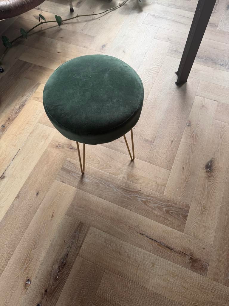 Groen Velvet Krukje, Huis en Inrichting, Krukjes, Zo goed als nieuw, Overige materialen, Ophalen of Verzenden