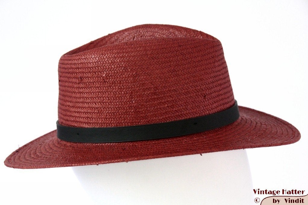 Gleufhoed Brixton Leighton burgundy roodbruin stro 56 Nieuw, Kleding | Dames, 56 of 57 cm (M, 7 of 7⅛ inch), Hoed, Brixton - Leighton