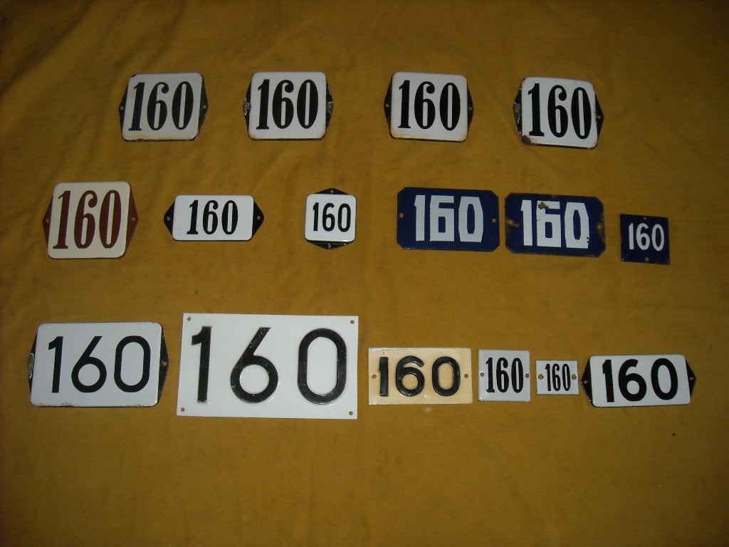 oud emaille huisnummer 160 ook 161 162 163 164 165 166 167 5, Ophalen of Verzenden