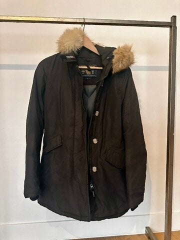 Woolrich Zwarte Parka Maat S Originele Winterjas Dames, Verzenden, Zwart, Zo goed als nieuw, Woolrich
