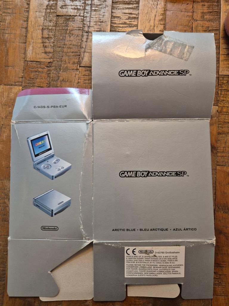 Game Boy Advance SP doos - Arctic Blue (leeg), Spelcomputers en Games, Games | Nintendo Game Boy, Gebruikt, Ophalen of Verzenden