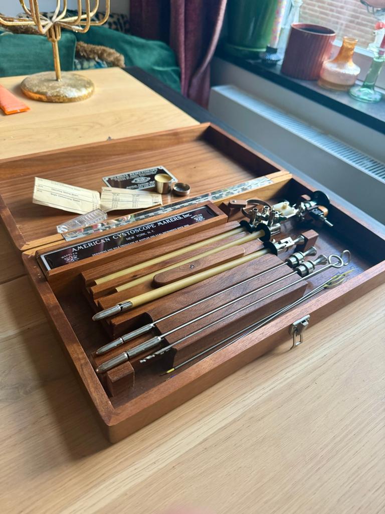 Antieke ACMI cystoscoop/urologische instrumentenset compleet, Antiek en Kunst, Antiek | Gereedschap en Instrumenten, Ophalen of Verzenden