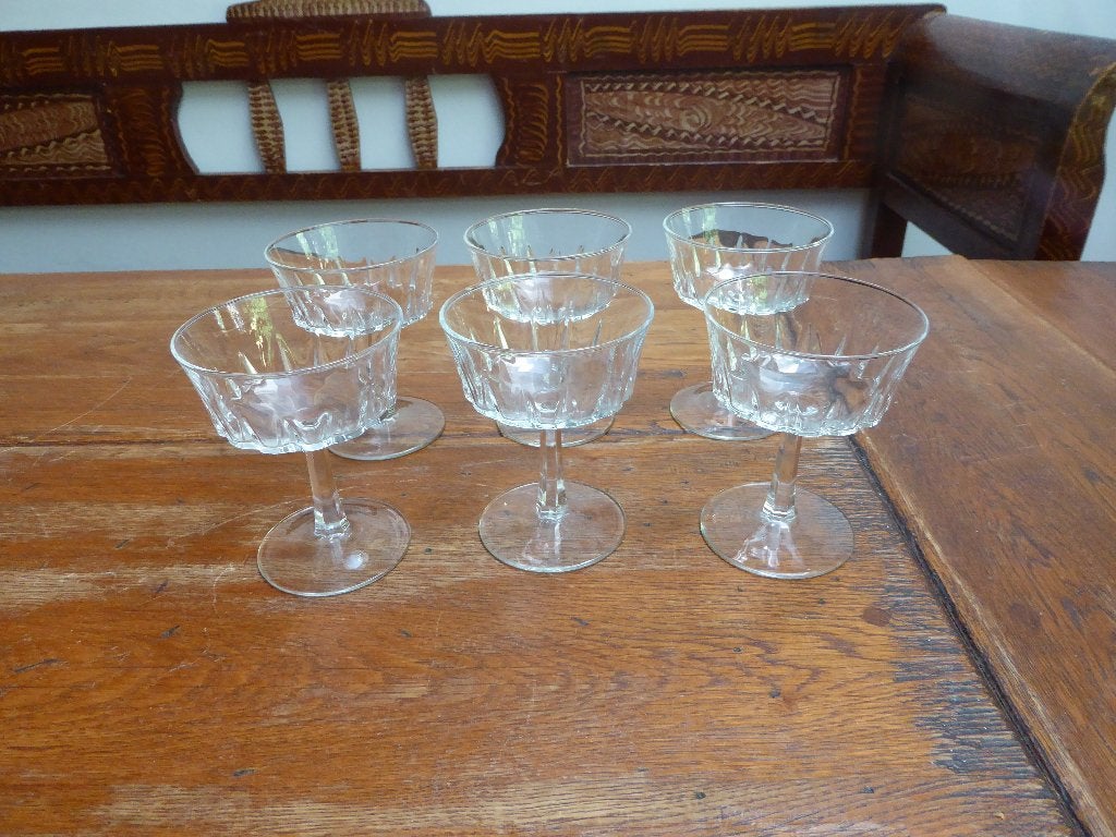 6 vintage kristallen champagnecoupes, Cristal d’arques (1), Antiek en Kunst, Antiek | Glas en Kristal, Ophalen of Verzenden