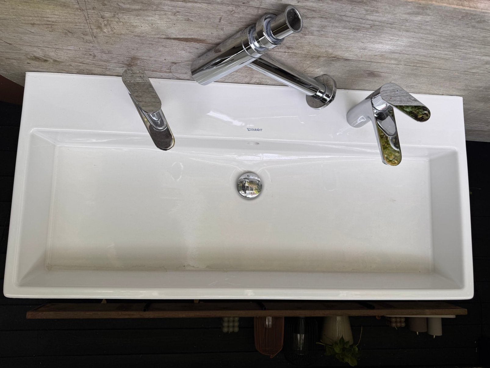 Nieuwe Duravit twee kraans badkamer wasbak. 100 x 47 cm, Ophalen, Zo goed als nieuw, Chroom, Wastafel