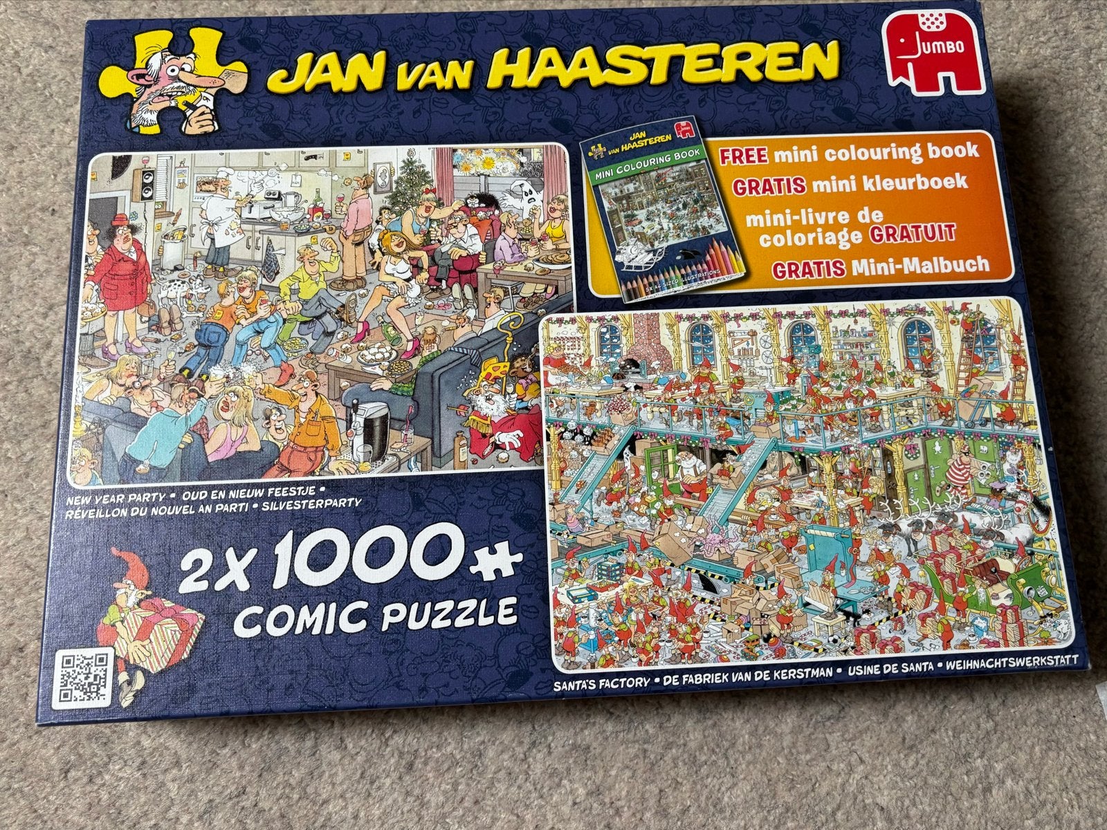 Jan van Haasteren 2x 1000 stukjes - Oud & Nieuw Feestje, Hobby en Vrije tijd, Denksport en Puzzels, Ophalen of Verzenden, 500 t/m 1500 stukjes